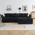thumbnail image 4 of Luxury Black Corduroy Sofa with Space-Saving L-Shaped Design, Adjustable Left/Right Recliner, Storage & Cup Holders for Modern Living Rooms & Bedrooms, 4 of 9