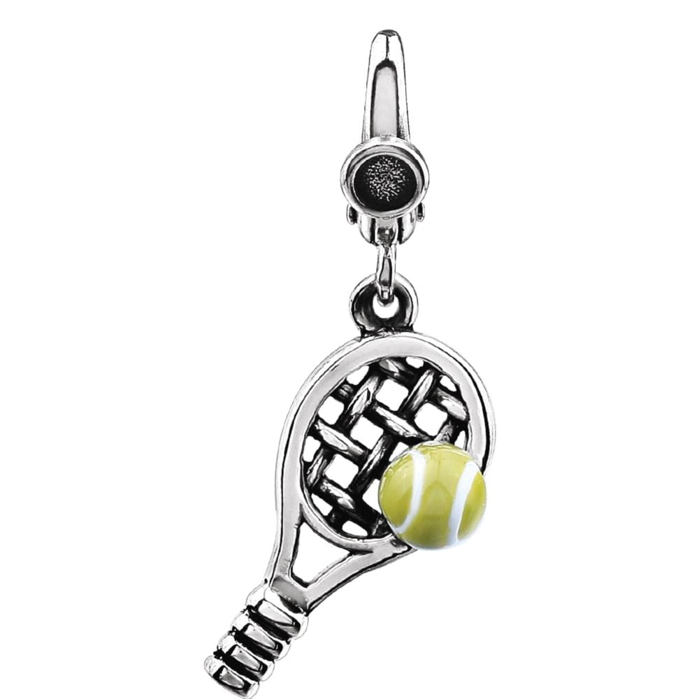 Diamond2Deal 925 Sterling Silver Tennis Ball & Racket Charm Pendant