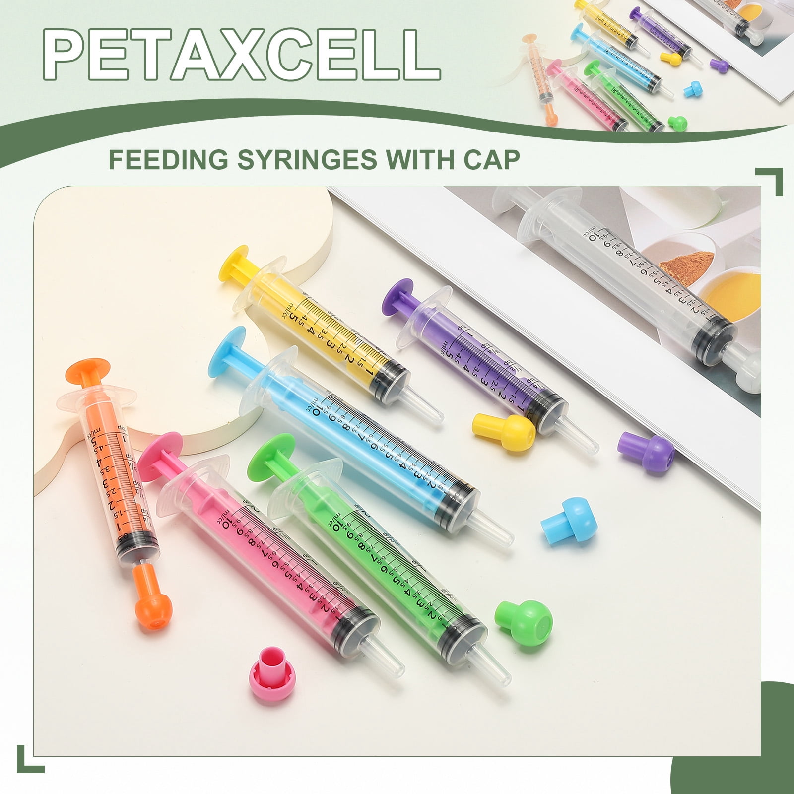 Uxcell Feeding Syringes with Cap Plastic Syringes Pet Feeding Measuring Tool No Needle, 10ml, Blue, 20 Pcs for Pets
