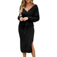 thumbnail image 4 of Women's Knit Sweater V Neck Wrap Knit Dresses Batwing Sleeve Sweater Dresses V Neck Dresses for Women Casual Summer Dressed Woman Casual Dresses for Women Summer Maxi Dresses Summer Sleeveless Casual, 4 of 8