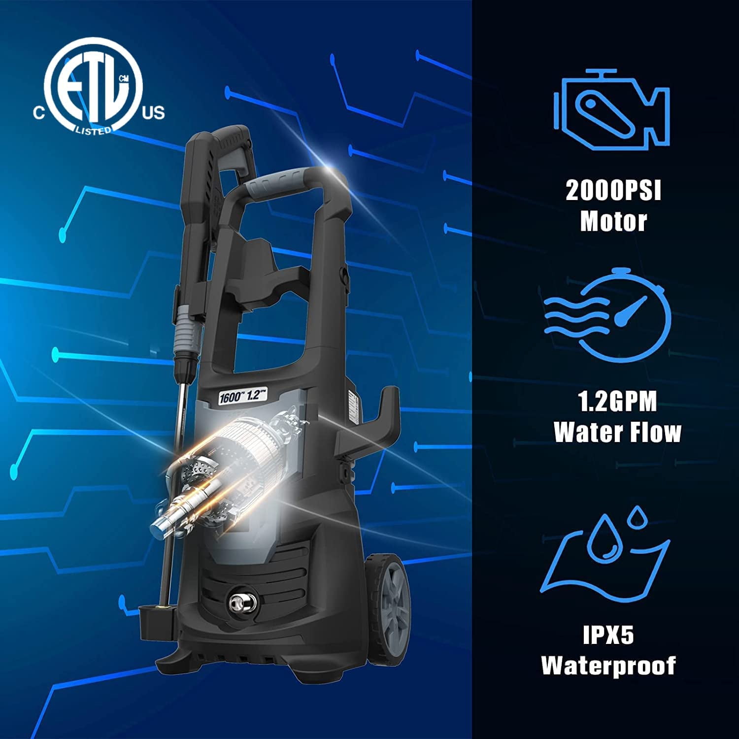 A-ITECH 1600 PSI at 1.2 GPM Electric Pressure Power Wash Machine