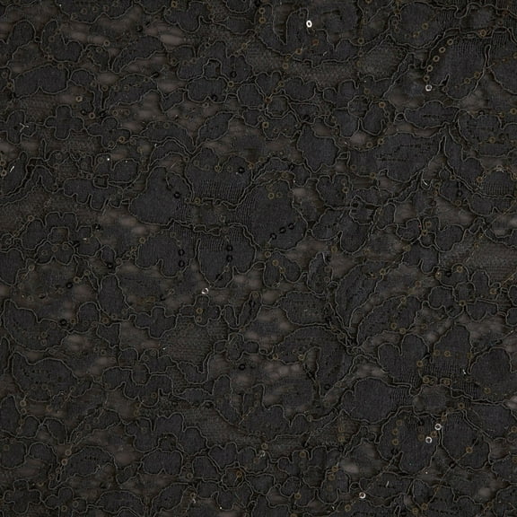Zelouf Lilly All Over Victoria Corded Sequin Lace , Sewing, DIY, Crafts Fabric by the Yard, Black, 3 Yard