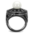 thumbnail image 3 of Womens Light Black Ring Anillo Para Mujer Stainless Steel Ring with Synthetic Pearl in White Verona, 3 of 4