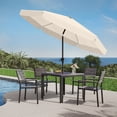 thumbnail image 1 of CorLiving 10ft Large Tilting Round Market Patio Umbrella with Side Flaps and Steel Frame, Warm White, 1 of 10