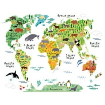 World Map Wall Sticker Decal Vinyl Animal Cartoon Wall Stickers For Kids Rooms