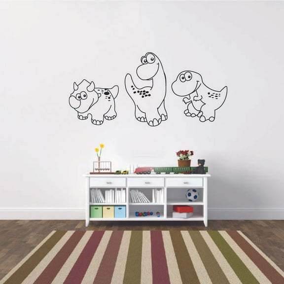 Cute Baby Dino Dinosaur Trex T-Rex Wall Sticker Art Decal for Girls Boys Kids Room Bedroom Nursery Kindergarten Garage House Fun Home Decor Stickers Wall Art Vinyl Decoration Size (18x20 inch)