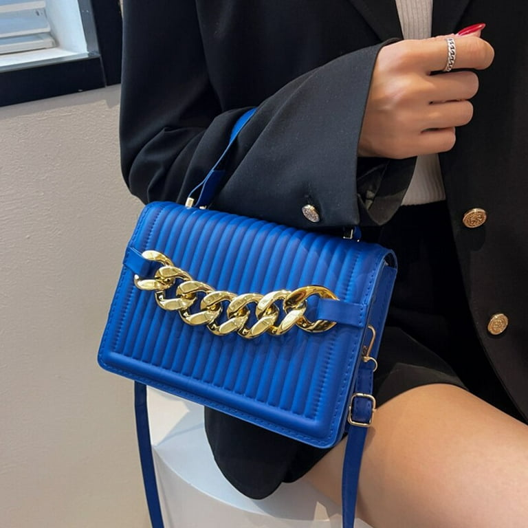 Men's Fashion Designer Striped Wallet Blue