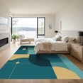 thumbnail image 3 of ODIKA 4'x6' Machine Washable Non-Slip Area Rug, Geometric Teal High Traffic Rug with Pad, Blue, 1047102, 3 of 8