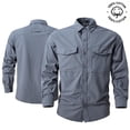 thumbnail image 3 of Men Long Sleeve Utility Button Down Shirts, Multi Chest Pocket Relaxed Fit Outdoor Work Tactical Shirts, 3 of 6