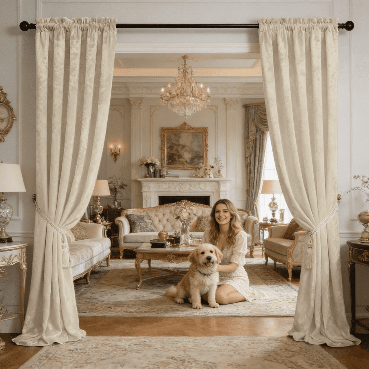 Light Filtering Crushed Velvet Curtains, 2 Panels Rod Pocket Window Drapes for Bedroom Living Room Decor, Multiple Sizes & Colors, Pet Friendly
