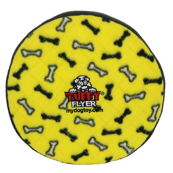 Tuffy Ultimate Flyer Yellow Bone Durable Plush Squeaky Dog Toy