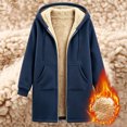 thumbnail image 2 of Inverlee Womens Sherpa Lined Hooded Coat Zip Up Long Jacket Winter Warm Outerwear Navy (S-3XL), 2 of 9