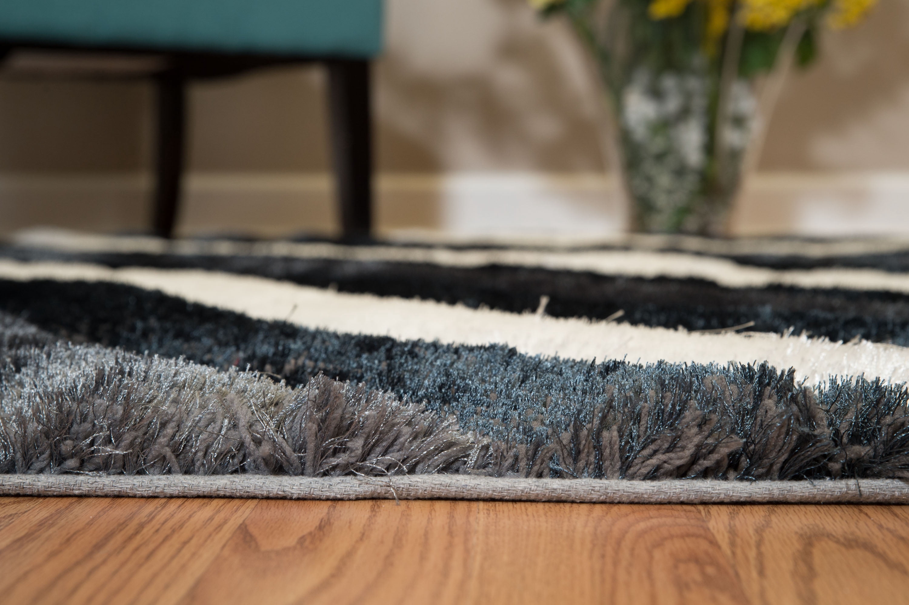 United Weavers Veria Mekan Shag Abstract Area Rug, Black, 7'10" X 10'6"