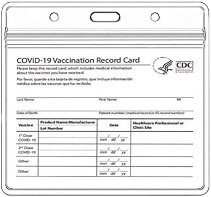 5 Health Card Protector PVC Vinyl Plastic Sleeve with Waterproof Type Resealable Zip Card Protector for CDC Vaccination Card Holder for Immunization Record Vaccine Card Clear Badge Tag Holder 