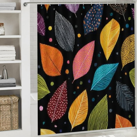 RKSupls Valentine's Day Shower Curtain, Leaf Space Waterproof Shower Curtain with Hooks for Home Bathtub Bathroom  Decor Washable Curtains, 72x72 in