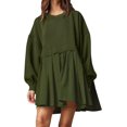 thumbnail image 1 of Womens Oversized Sweatshirt Dress Long Sleeve Crewneck Pullover Tops Relaxed Fit Sweatshirts Mini Dress, 1 of 5
