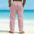 thumbnail image 5 of Uwinwear Men's Striped Pants Casual Color Block Straight-Legs Long Pants Casual Big & Tall Flat Front Business Trousers with Pockets,Red,XXXL, 5 of 5