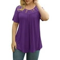 thumbnail image 4 of Aayomet Tops For Women Women's Tops Lace Splicing Fashion Shirt Tops For Women Purple,S-XXL, 4 of 5
