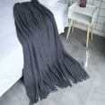 thumbnail image 2 of LOMAO Knitted Throw Blanket with Tassels Bubble Textured Lightweight Throws for Bed,Chair,Sofa,Living Room,Home Decor (Dark Grey,50*60 in), 2 of 7