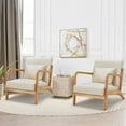 thumbnail image 7 of YODOLLA  Fabric Accent Chair Mid-Century Modern Upholstered Arm Chair Set of 2 for Living Room in White, 7 of 7