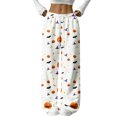 thumbnail image 2 of Women's Halloween Pajama Pants, Halloween Sweatpants Funny Pumpkin Print Wide Leg Harem Lounge Pants with Drawstring Elastic Waist Pajama Bottoms Sleepwear Matching Pajamas Halloween Christmas Gifts, 2 of 7