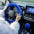 thumbnail image 5 of 2 Pcs Plush Steering Wheel Cover Set with Gear Shift Cover, 15 Inch Universal Soft Faux Fur Fluffy Auto Interior Accessories, Warm Winter Car Decor, 5 of 11
