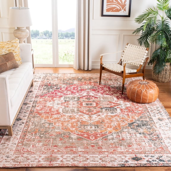 SAFAVIEH Saffron Claire Distressed Oriental Area Rug, Beige/Red, 8' x 10'