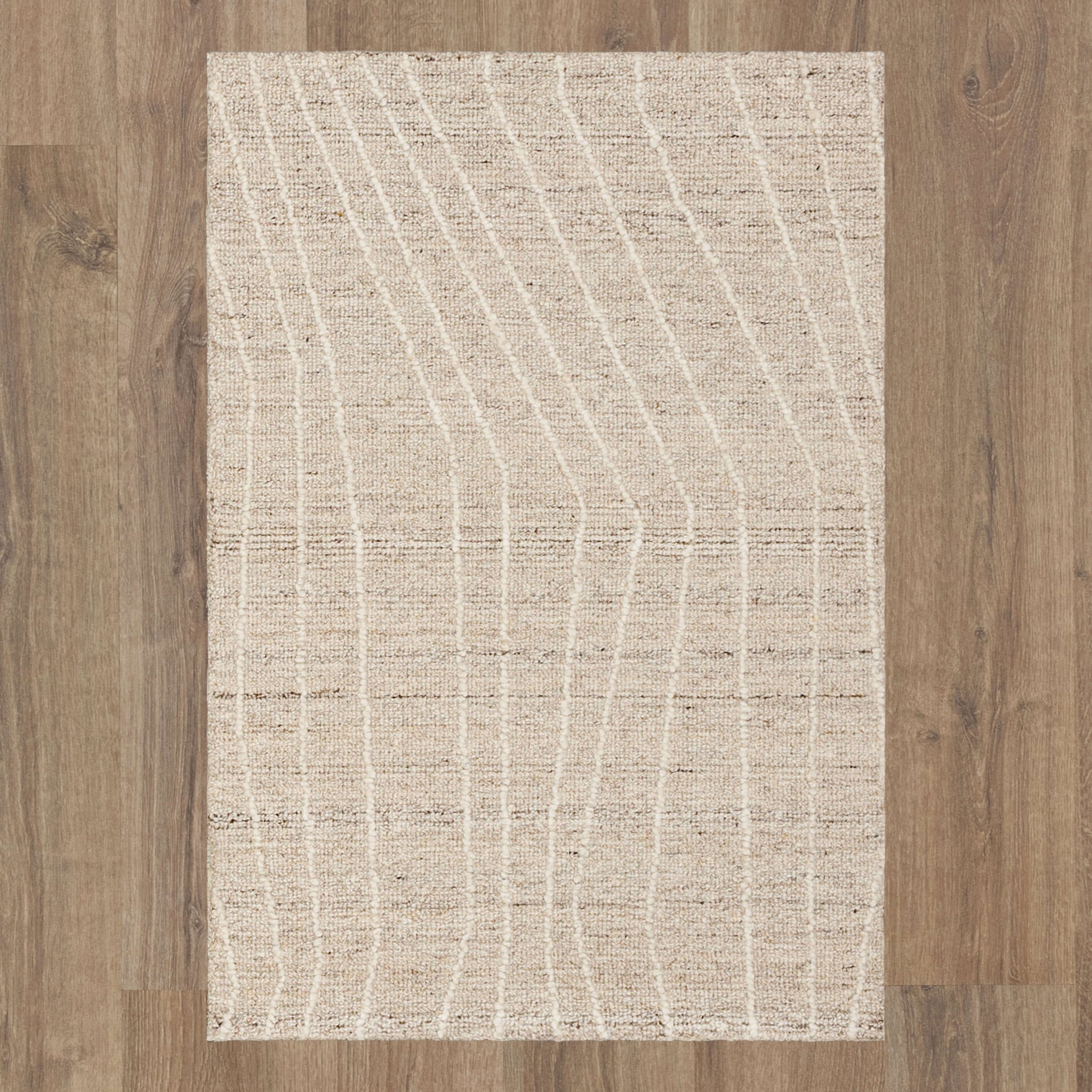 Mainstays Wool Lines Indoor Fade Resistant Tufted Ivory Area Rug, 2 ft 6 in x 3 ft 9 in