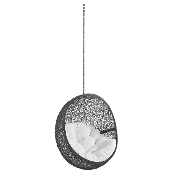 Modern Contemporary Urban Design Outdoor Patio Balcony Swing Chair, White, Rattan