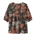 thumbnail image 4 of 3/4 Sleeve Tops for Women,floral Print Tshirts Plus Size Shirts for Women Pleated Shirts Crew Neck Work Top Loose Casual Blouses Elbow Sleeve Tops Women Loose Blouse Graphic,Pink2,L, 4 of 5