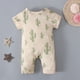 thumbnail image 3 of Mamelucos para bebe niño Gibobby Trajes de algodón Jugar Mono Ropa infantil de manga corta Pijamas con estampado de dibujos animados Niñas Dormir Niños Verde 18 Meses, 3 of 5