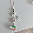 thumbnail image 4 of Lovely Peach Pendant Keychain Elegant Bowknot Flower Beaded Phone Charm Colorful Keyring Ornament for Wallets and Key, 4 of 4