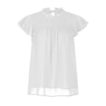 thumbnail image 4 of JGGSPWM Women Solid Pom Dot Tops Petal Sleeve Elegant Blouse Crewneck Short Sleeve Shirts Individualist Tunic Graceful Tshirts Well-dressed Tees White S, 4 of 6