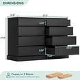 thumbnail image 6 of 8 Drawers Double Dresser Wooden Black Chest of Drawers for Bedroom, Large Storage Cabinet for Home Living Room, 6 of 10