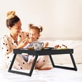 thumbnail image 2 of Bed Tray Table with Folding Legs, Bamboo Breakfast in Bed Tray for Eating, Kitchen Serving Trays, Folding Table for Sofa, Bed, Working, Used As Laptop Desk Snack Trays, Breakfast Trays, Bed Trays, 2 of 9
