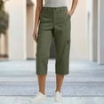 thumbnail image 4 of QATAINLAV Women's Hiking Cargo Pants Outdoor Knee Length Camping Capris Solid Casual Cropped Work Trousers with Pockets, Army Green, S, 4 of 9