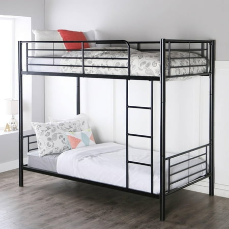 Ktaxon Twin-Over-Twin Bunk Bed with Metal Frame and Ladder, Space-Saving