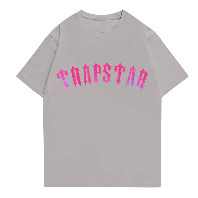 T-shirts pour Femmes Trapstar T-Shirt Imprimé pour Femmes Décontracté Graphique Junior Filles Manches Courtes tee-Shirt Original avec Col Rond(Gris, m)