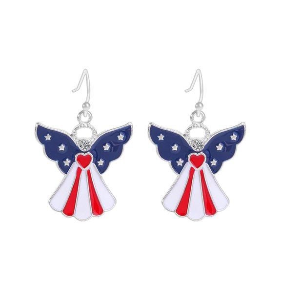 NUOKO Earrings American Independence Day Earrings Flag Red Blue White Lightweight Fashion And Casual