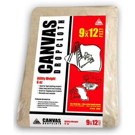 Trimaco 56701 9' x 12' 6 Oz SuperTuff Canvas Drop Cloth