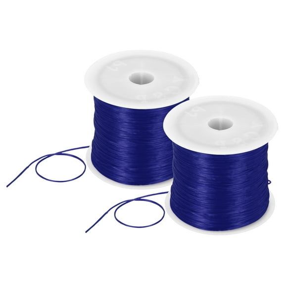 2 Rolls Elastic String for Bracelets, 1mm Stretch Bead Cord Blue, 100m