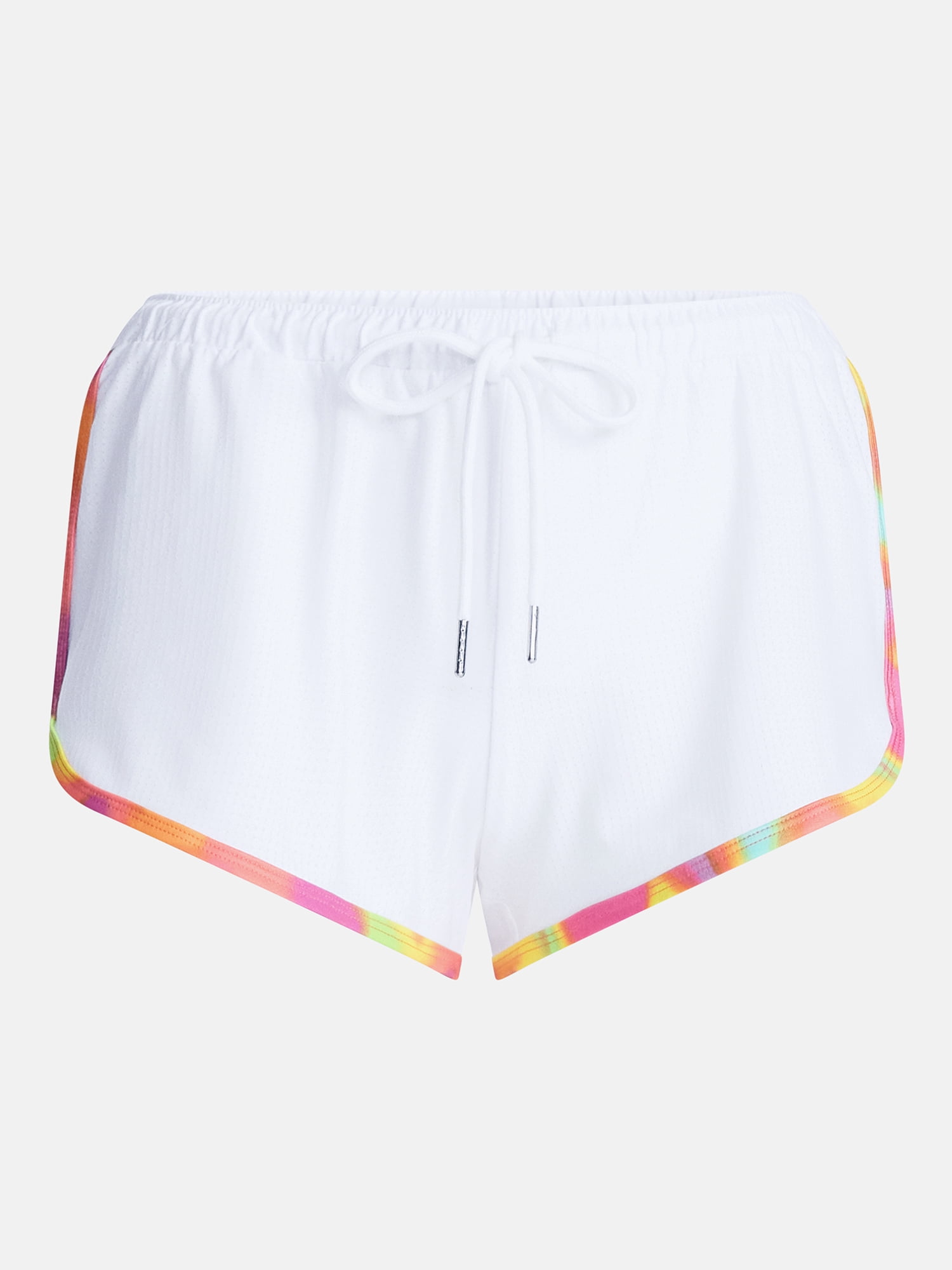 No Boundaries Pride Contrast Binding Mesh Dolphin Shorts, 2'' Inseam, Women's XXS-XXL