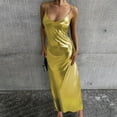thumbnail image 4 of Birdeem Women Solid Color Wrap Camis Sling Backless Sleeveless V-Neck Dresses, 4 of 6