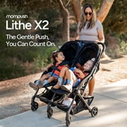Mompush Lithe Double Stroller with Two Large Individual Side by Side Recline Seat, Khaki, 24.5LB, Unisex
