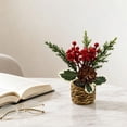 thumbnail image 3 of Mini Christmas Potted Plant,Small Artificial Holiday Greenery,Faux Tabletop Winter Decor for Home Office Mantel Kitchen Counter Decor, 3 of 6