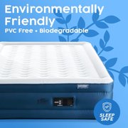 insta-bed Whispair+ Plus Inflatable Air Mattress with Integrated Auto-Shut Off Pump, Slumbertouch Knit Topper with Edge Protection, Queen 18”, Nightfall Navy, Queen (U.S. Standard)