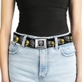 thumbnail image 5 of GM General Motors Belt, Seatbelt Buckle Belt, C6 Racing Skull Repeat Black Yellow Silver, 34 to 52 Inches, 5 of 9