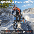 thumbnail image 2 of East doll 36V Electric Dirt Bike for Kids, Peak 700W Kids Electric Dirt Bikes, Electric Kids Dirt Bike for Boys Girls Aged 4-10Y, 3-Speed, Max 15.5 Mph, 13.7 Miles Long Range, 3 Light Modes, Blue, 2 of 8