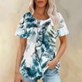 thumbnail image 2 of My Order Womens Tops Short Sleeve Shirts for Women Summer Floral Print Loose Blouses Crew Neck Casual Tunic Top Pleated Shirt My Items, 2 of 7