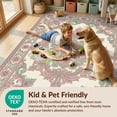 thumbnail image 4 of Design&I 5'x7' Washable Area Rug Snag-Free, Skid-Resistant Pink Faded Beige Interlocking Motifs Symmetrical Cream Sage Shack for Dining Room, Under Table, Home Office, 4 of 7